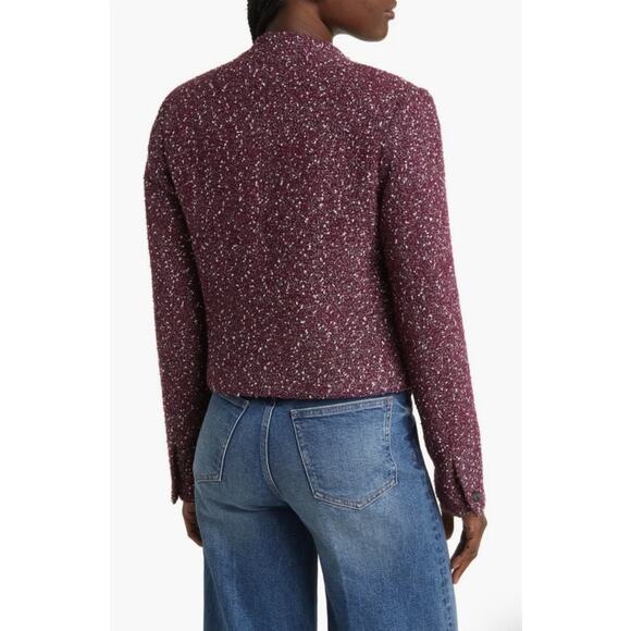 NWT $595 rag & bone Wool Blend Burgundy Valerie Tweed Blazer, Sz 12 (LL-1132) - Picture 2 of 13